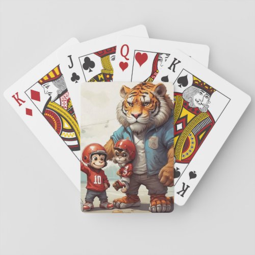 Fierce Jungle Football Monkey Tiger Rivalry Playing Cards