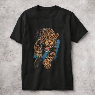 Fierce Leopard Big Cat Wildlife Art Animal T-Shirt