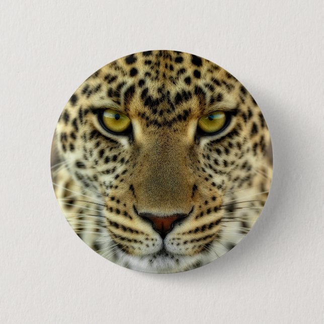 Fierce Leopard Pinback Button (Front)