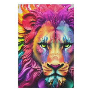 Fierce Lion "Defender" Christian colorful art  Faux Canvas Print