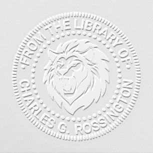 Fierce Lion Head Baring Teeth Library Book Name Embosser