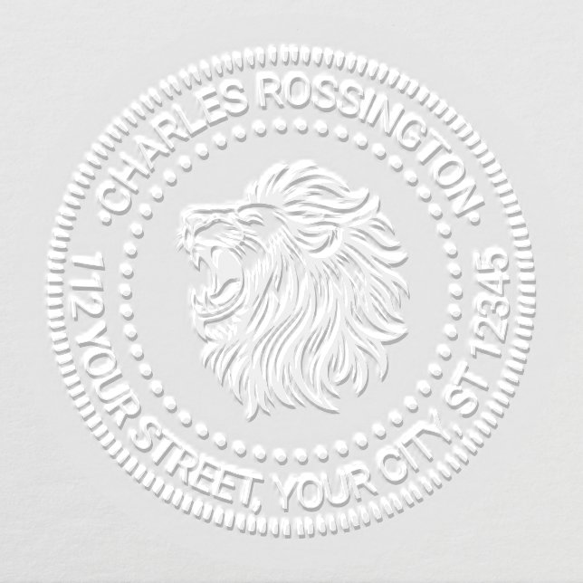 Fierce Lion Head Baring Teeth Name Return Address Embosser (Design)