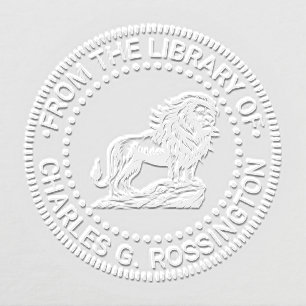 Fierce Lion on Cliff Ledge Library Book Name Embosser