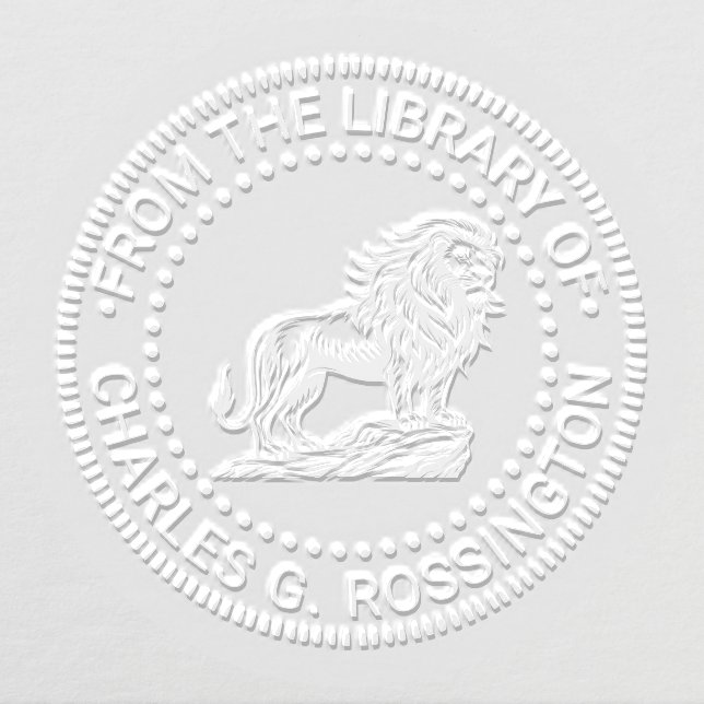 Fierce Lion on Cliff Ledge Library Book Name Embosser (Design)