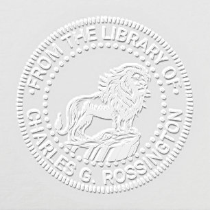 Fierce Lion on Cliff Ledge Library Book Name Embosser