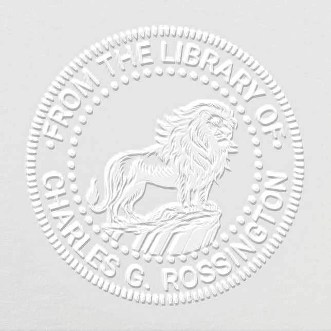 Fierce Lion on Cliff Ledge Library Book Name Embosser (Design)