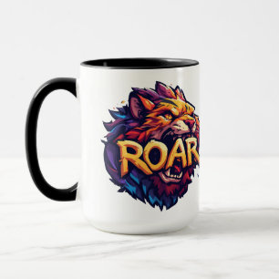 Fierce Lion Roar Motivational Colorful Wildlife Ar Mug