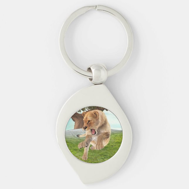 Fierce Lioness Jungle Adventure Art Keychain (Front)