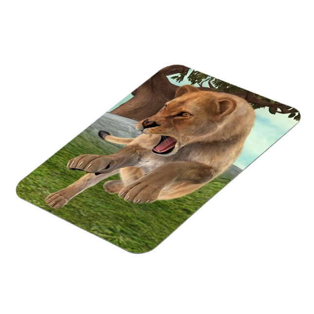 Fierce Lioness Jungle Adventure Art Magnet (Left Side)