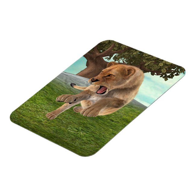 Fierce Lioness Jungle Adventure Art Magnet (Left Side)