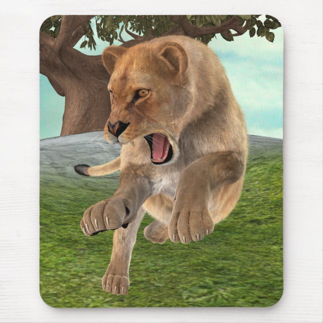 Fierce Lioness Jungle Adventure Art Mouse Pad (Front)