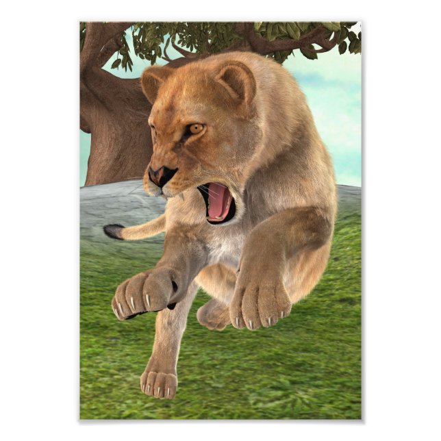 Fierce Lioness Jungle Adventure Art Photo Print (Front)