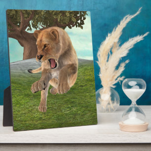 Fierce Lioness Jungle Adventure Art Plaque