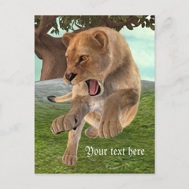 Fierce Lioness Jungle Adventure Art Postcard (Front)