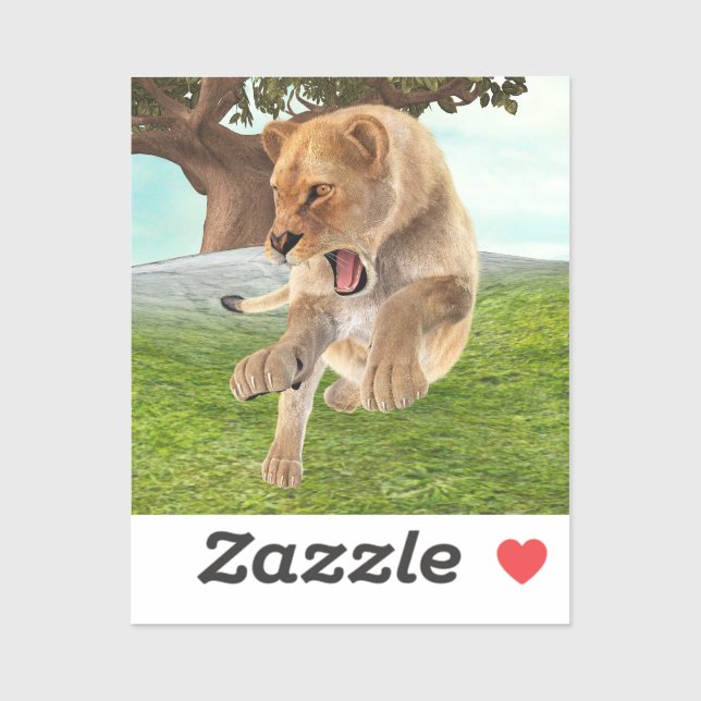 Fierce Lioness Jungle Adventure Art Sticker (Sheet)