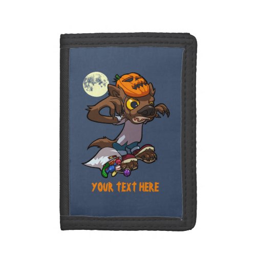 Fierce Little Werewolf Trick Or Treating Cartoon Tri_fold Wallet