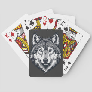 Fierce Lone Wolf Head Graphic Classic Playing Card