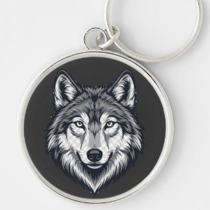 Fierce Lone Wolf Head Graphic Keychain