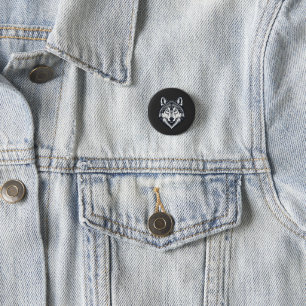 Fierce Lone Wolf Head Graphic Pinback Button