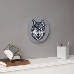 Fierce Lone Wolf Head Graphic Wall Clock