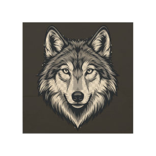 Fierce Lone Wolf Head Graphic Wood Wall Art