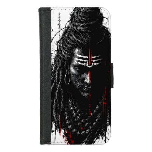 Fierce Lord Shiva Mahakal Grunge Dark Splash Art iPhone 8/7 Wallet Case