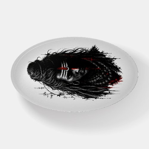 Fierce Lord Shiva Mahakal Grunge Dark Splash Art Paperweight
