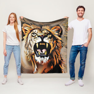 Fierce Majestic Lion - King Of The Beasts Fleece Blanket