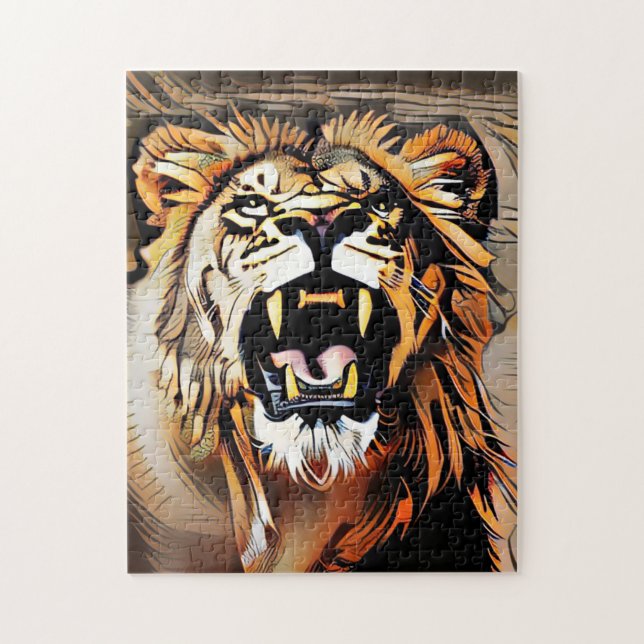 Fierce Majestic Lion - King Of The Beasts Jigsaw Puzzle (Vertical)