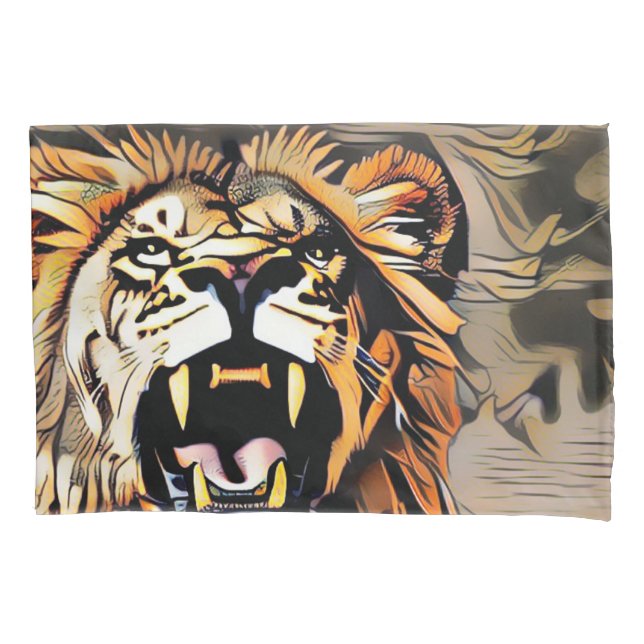 Fierce Majestic Lion - King Of The Beasts Pillow Case (Front-Left)