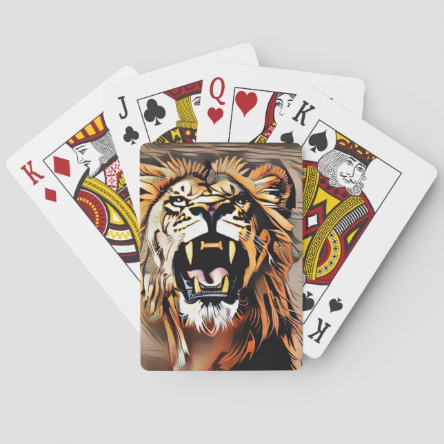 Fierce Majestic Lion - King Of The Beasts Poker Cards (Back)