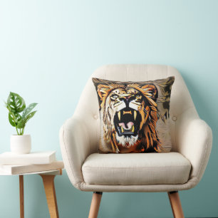Fierce Majestic Lion - King Of The Beasts Throw Pillow