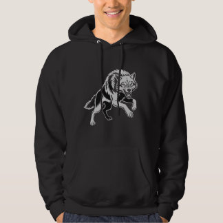 Fierce Minimal White Line Wolf Art T-Shirt Hoodie