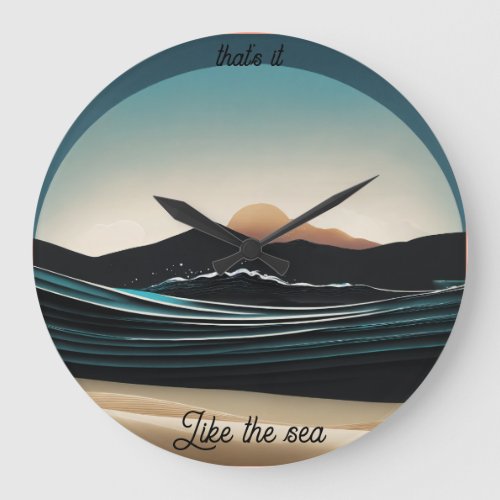 Fierce Minimalist Monta beach Ocean Wave Logo _ Large Clock