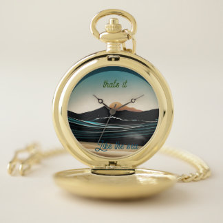 Fierce Minimalist Monta beach Ocean Wave Logo - Pocket Watch