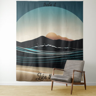 Fierce Minimalist Monta beach Ocean Wave Logo - Tapestry