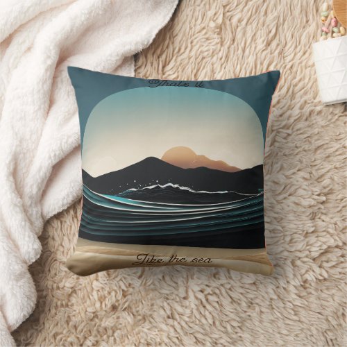 Fierce Minimalist Monta beach Ocean Wave Logo _ Throw Pillow