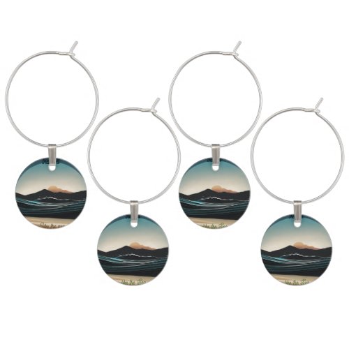 Fierce Minimalist Monta beach Ocean Wave Logo _ Wine Charm