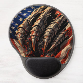 Fierce Monster Tearing American Flag Art Gel Mouse Pad