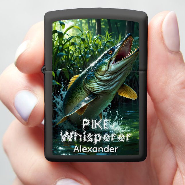 Fierce Northern Pike Personalized Predator Zippo Lighter (In Hand)