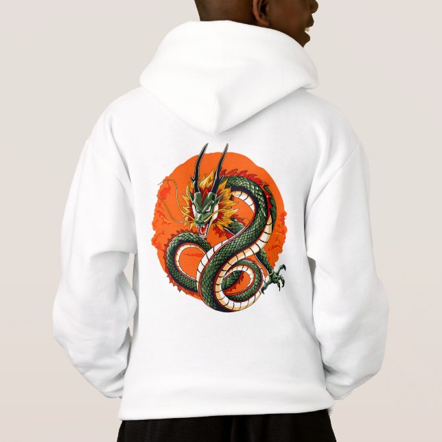 Fierce orange Dragon Hoodie (Back)