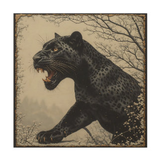 Fierce Panther Dark Fantasy Wood Wall Art
