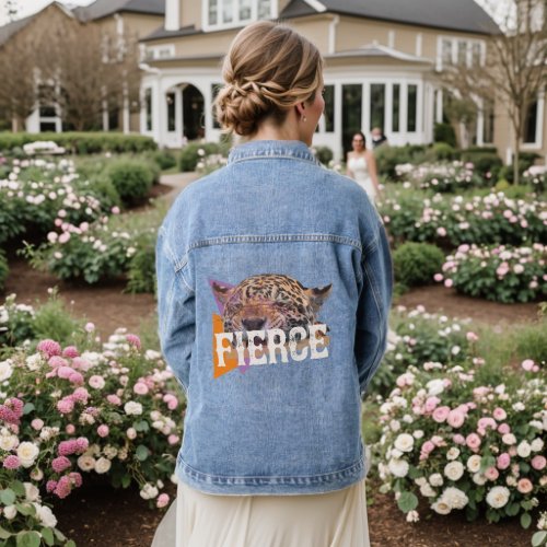 Fierce panthera onca big cat denim jacket