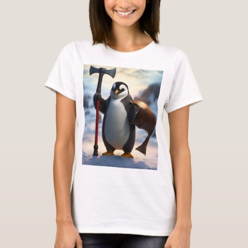 Fierce Penguin Warrior Penguin with Battleaxe T_ T_Shirt