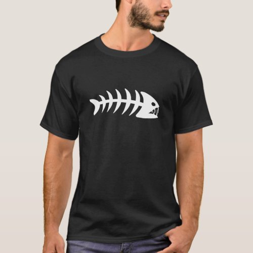 Fierce Piranha Fish Bone Design T_Shirt