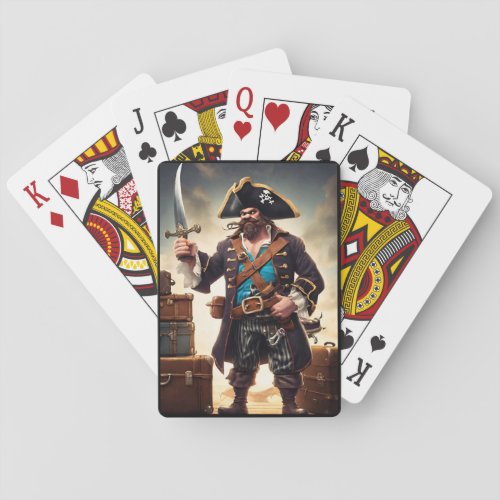 Fierce Pirate Swarthy Pirate Guarding Loot Poker Cards