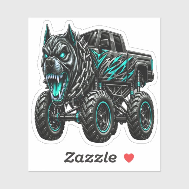 Fierce Pitbull Monster Truck  Sticker (Sheet)