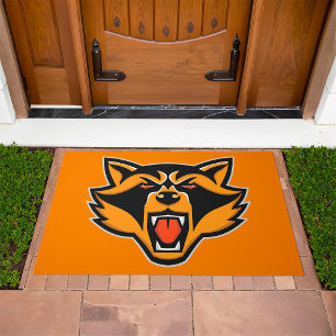 Fierce Raccoon Mascot Bold Wild Animal Graphic Doormat