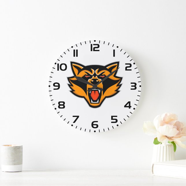 Fierce Raccoon Mascot Bold Wild Animal Graphic  Large Clock (Creator Uploaded)