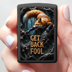 🦊 Fierce Red Fox Crawling Dark Forest Zippo Lighter